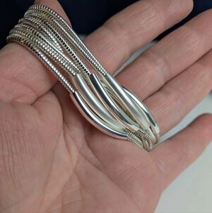 Nine West Multi Strand Bracelet Silver Tone Chains Magnetic Clasp 7 3/4"